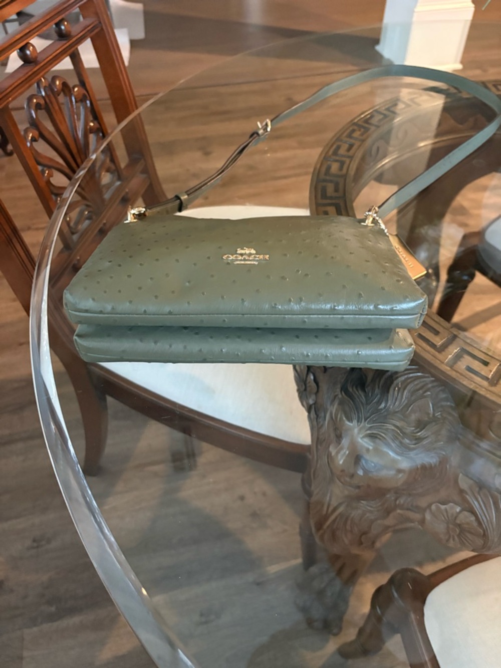 💚💚COACH MIA SAGE GREEN OSTRICH EMBOSSED LEATHER CROSSBODY BAG!💚💚 - Picture 6 of 8